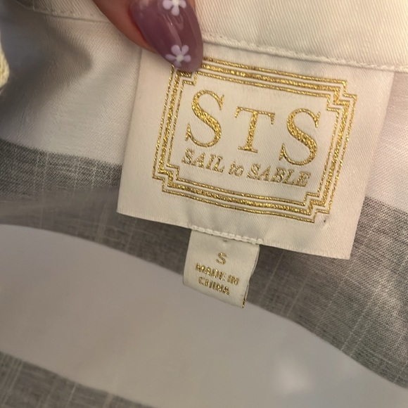 Sail to Sable Nautical Dress Striped Gold Metallic Trim Sleeveless Size Small - Picture 8 of 9